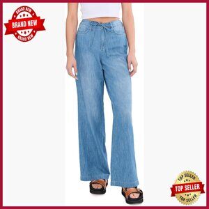 Wide Leg Jeans with Drawstring Waist, Relaxed Fit, 33 Inseam